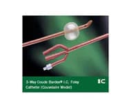 Bardex 3-Way Foley Catheter, Curved Coude Tip, Red Rubber, 24 Fr, 30 cc Balloon - Catheter Foley Bardex Crv Cde - Image 1