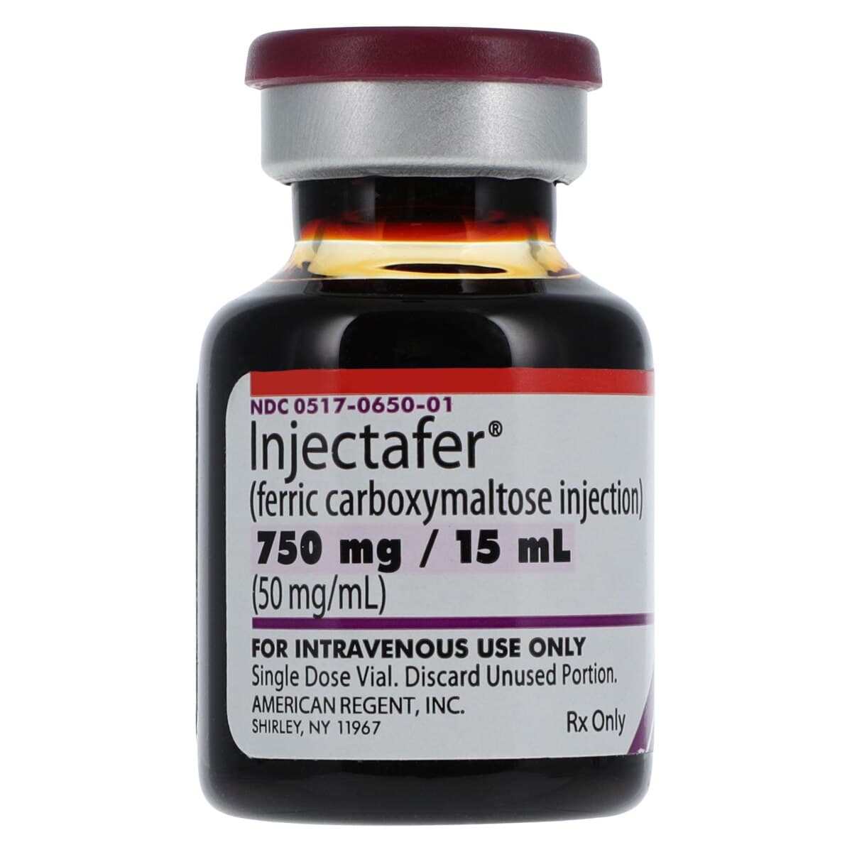Injectafer (Ferric Carboxymaltose) Injection, 50 mg/mL, Single-Dose Vial, 15 mL thumbnail 3