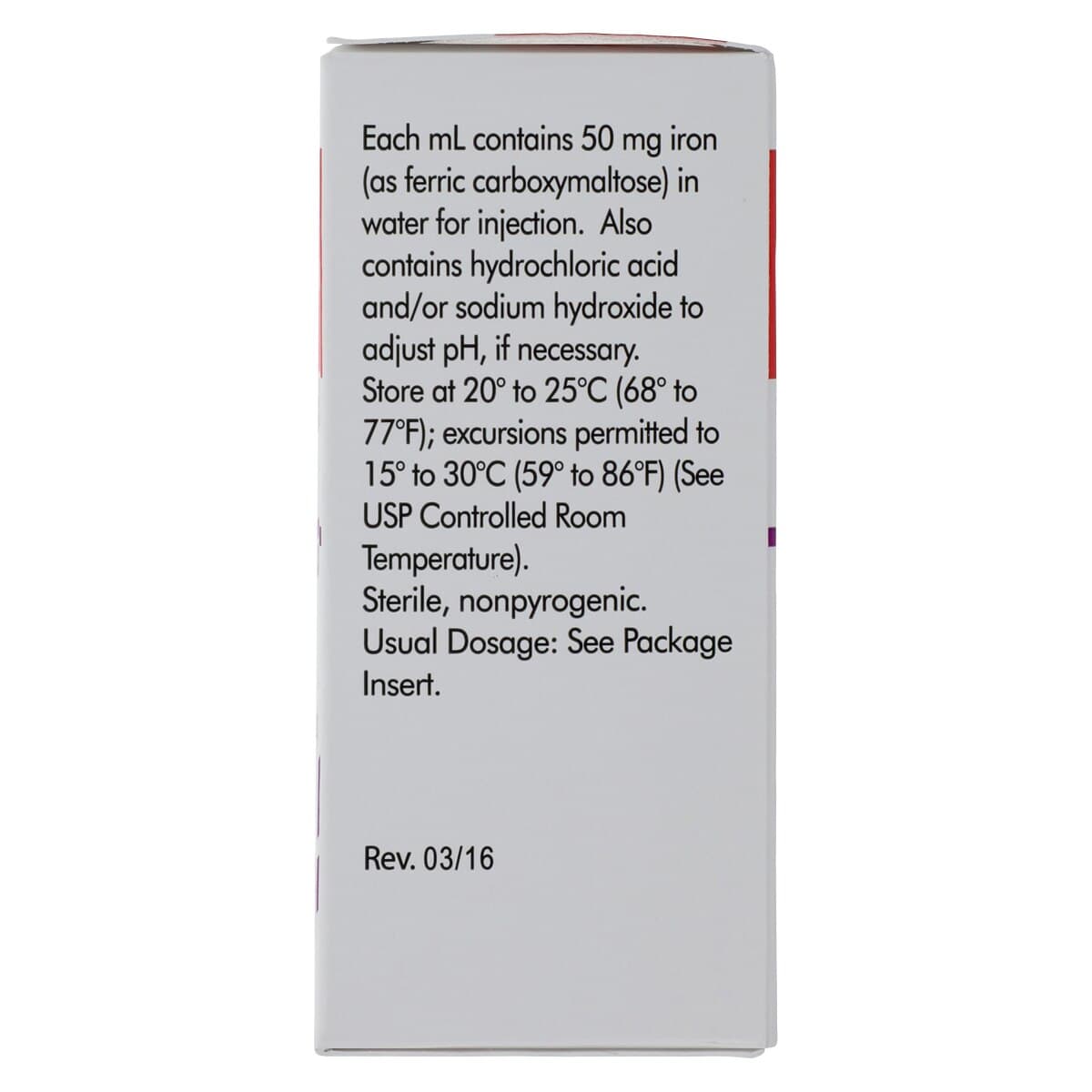 Injectafer (Ferric Carboxymaltose) Injection, 50 mg/mL, Single-Dose Vial, 15 mL thumbnail 6