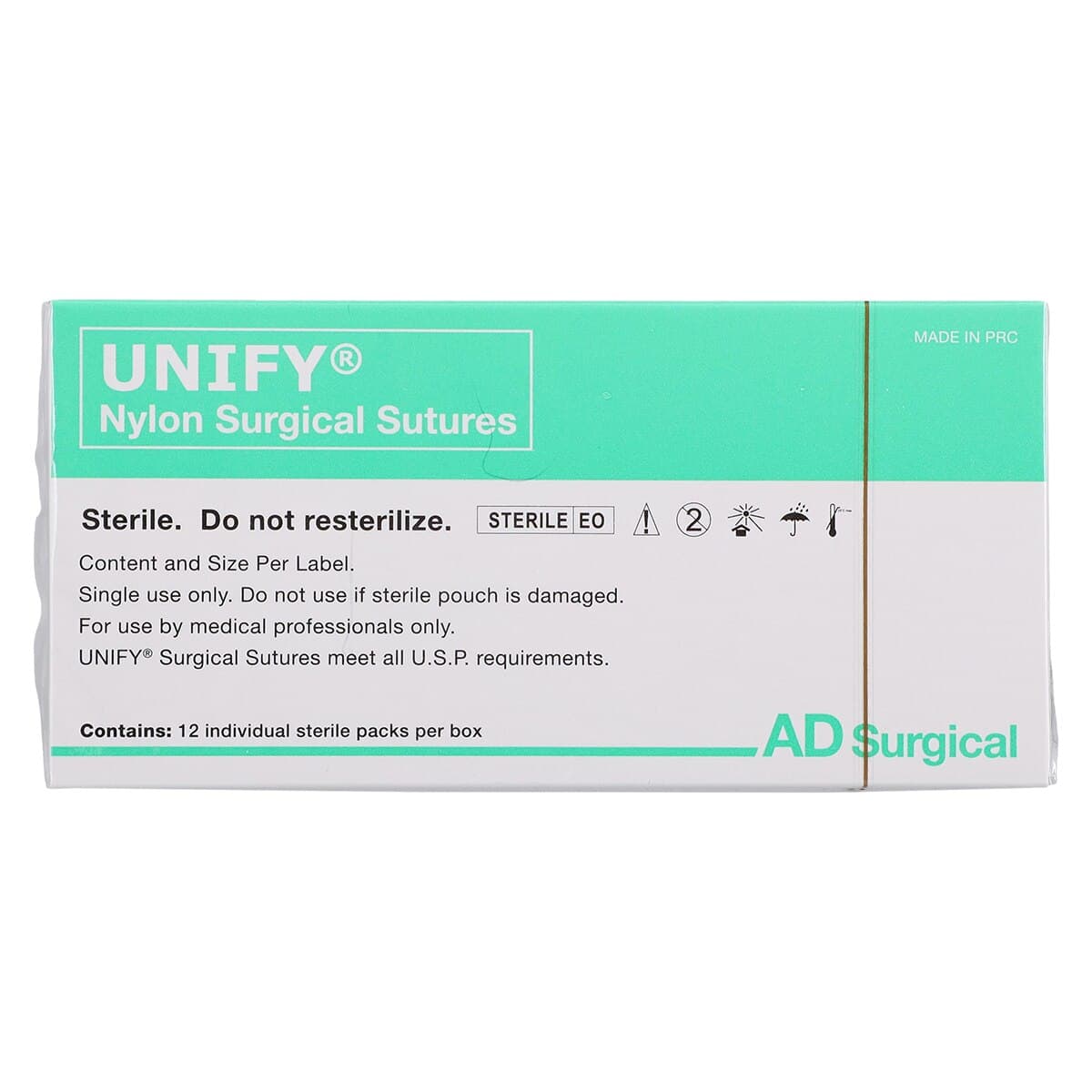 Unify Nylon Monofilament Suture, 2-0, 30", FS-1 Reverse Cutting 3/8 Circle Needle 24mm, Black, Non-Absorbable, 12/Box thumbnail 4