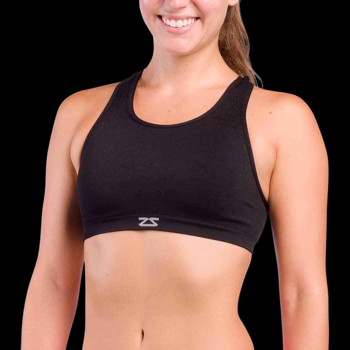 Zensah Running Sports Bra, Large/XL, Black - Bra Sports Black - Image 1