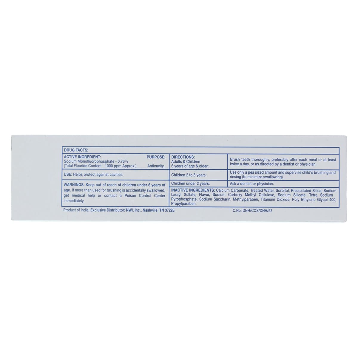 New World Imports Anticavity Fluoride Toothpaste, Fresh Mint, 2.75 oz Tube, Individually Boxed, 144/Case, TP275 thumbnail 5