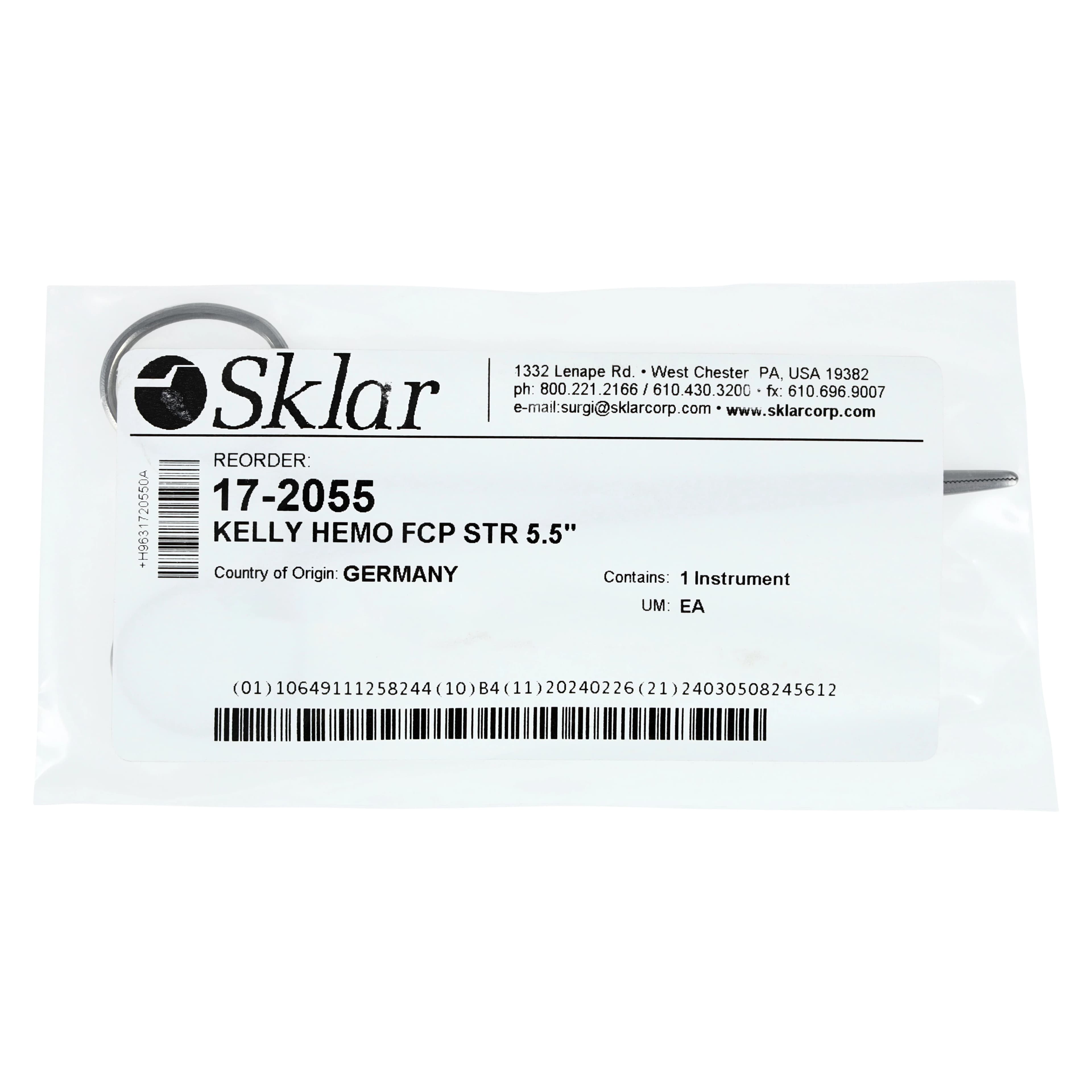 Sklar Kelly Forceps, Straight, 5.5" (5-1/2"), Stainless Steel, Autoclavable, Each thumbnail 2