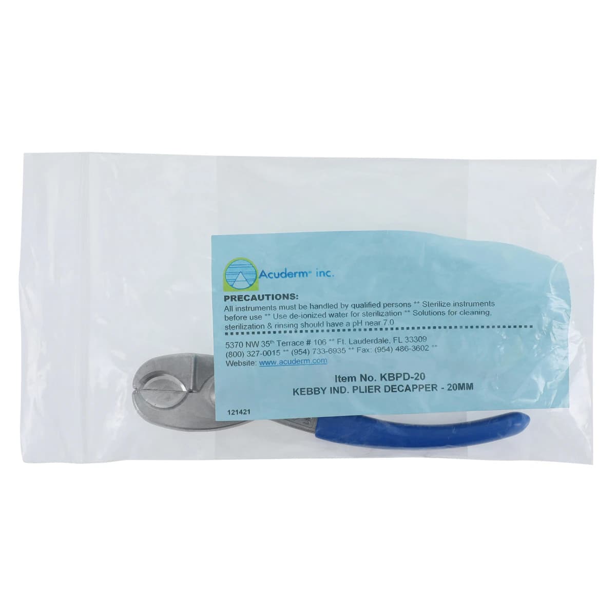 Acuderm Botox Bottle Decapper for 100mL Bottles, Metal, Blue, 20mm, Each thumbnail 4