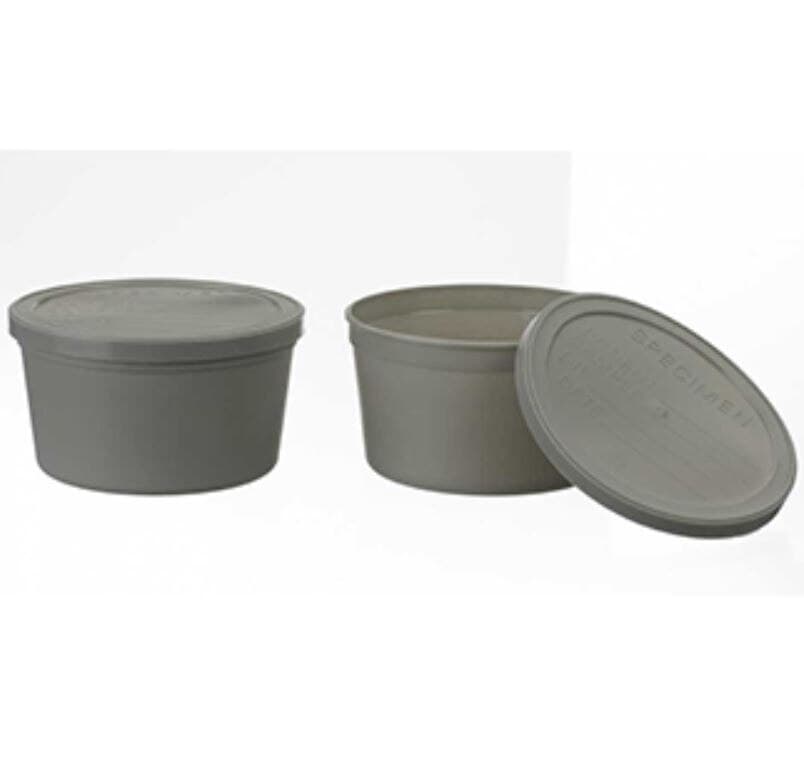 Medegen Laboratory Specimen Container with Lid, 8 oz, Gray Snap Cap, 250/Case - Container Lab w/Lid 8oz - Image 1