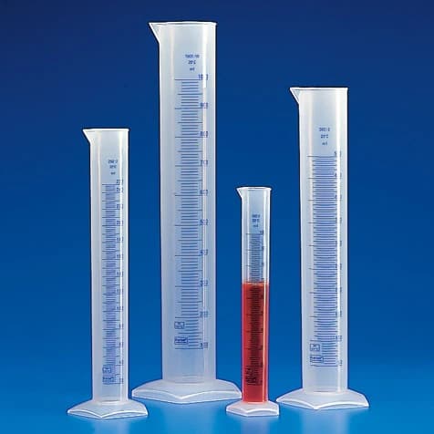 Globe Scientific Graduated Cylinder, Polypropylene, Pour Spout, Clear, 1000mL, Each - Cylinder Graduated PP Blue - Image 1