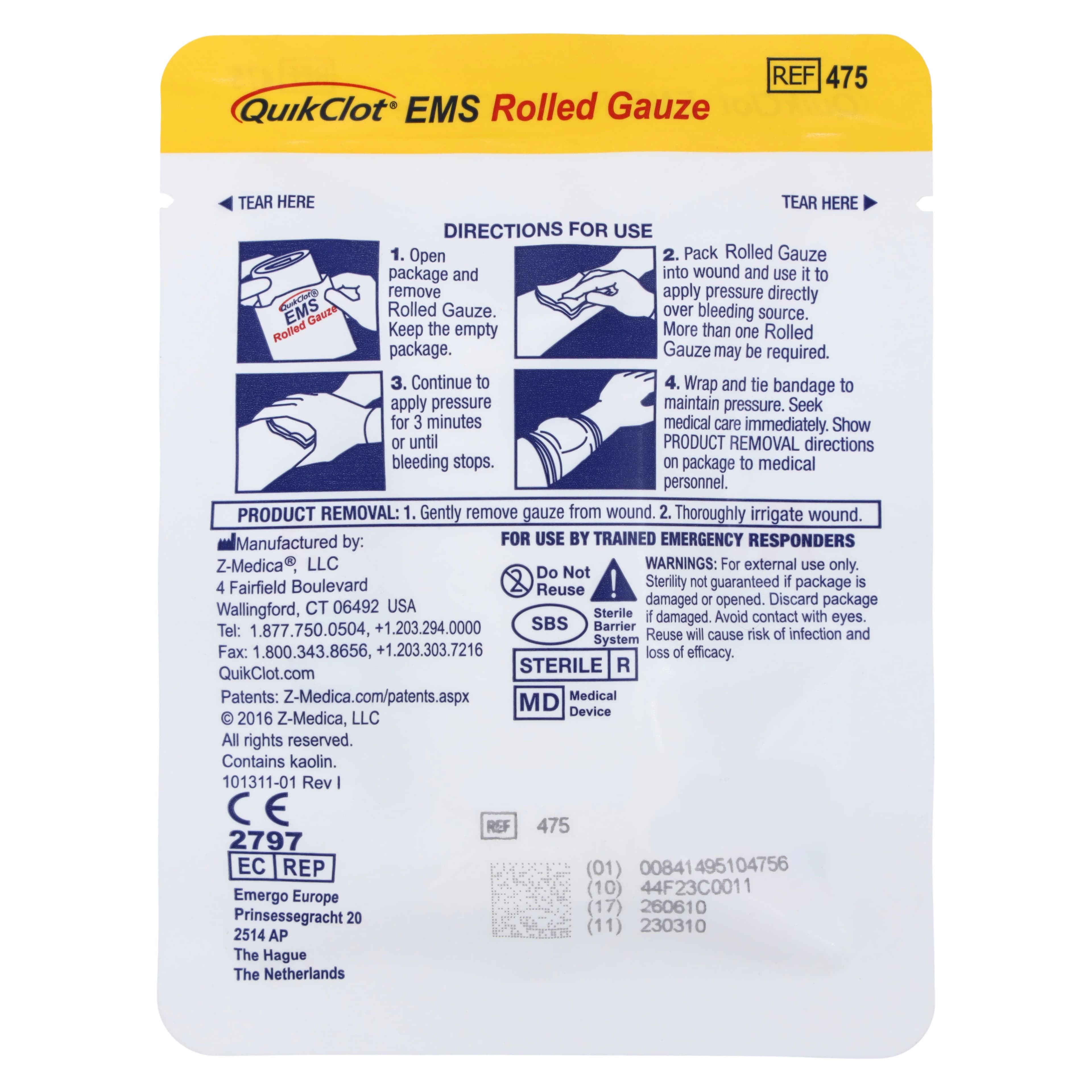 QuikClot EMS Hemostatic Gauze Roll, 3" x 4 yd, Teleflex Medical thumbnail 2