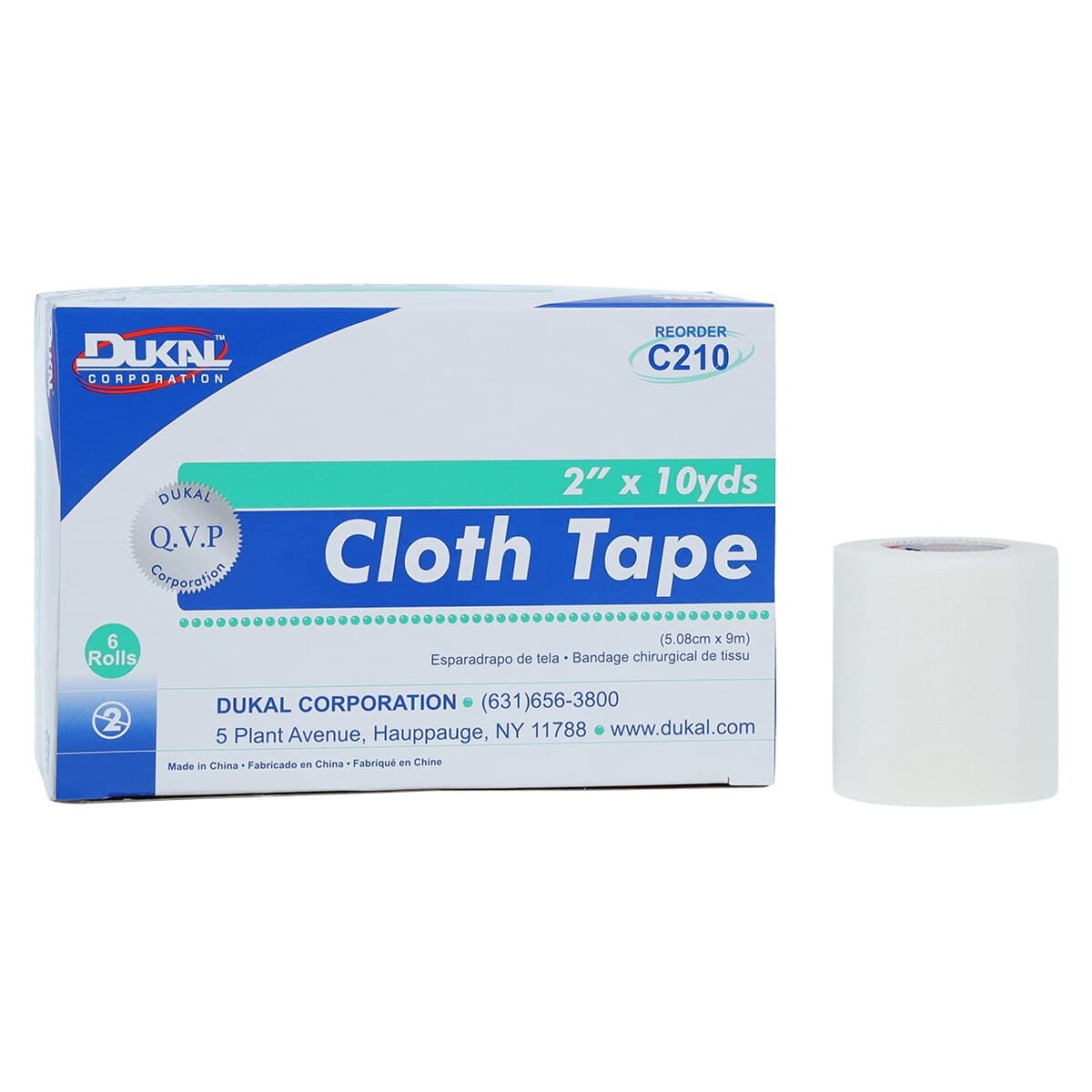Dukal Surgical Tape Cloth, White, 2" x 10 yd, Non-Sterile, 6/Box thumbnail 2