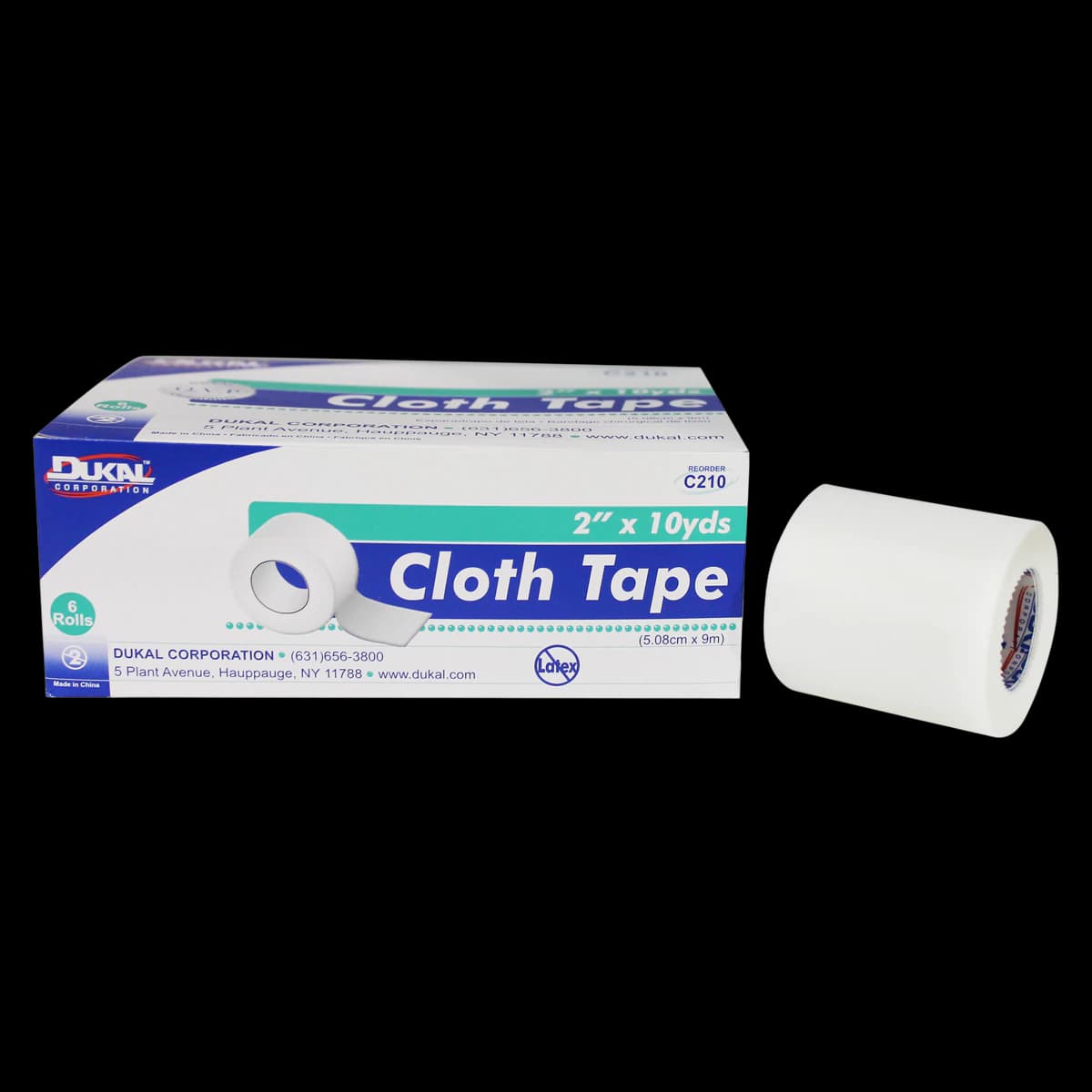 Dukal Surgical Tape Cloth, White, 2" x 10 yd, Non-Sterile, 6/Box - Tape Surg Cloth White - Image 1