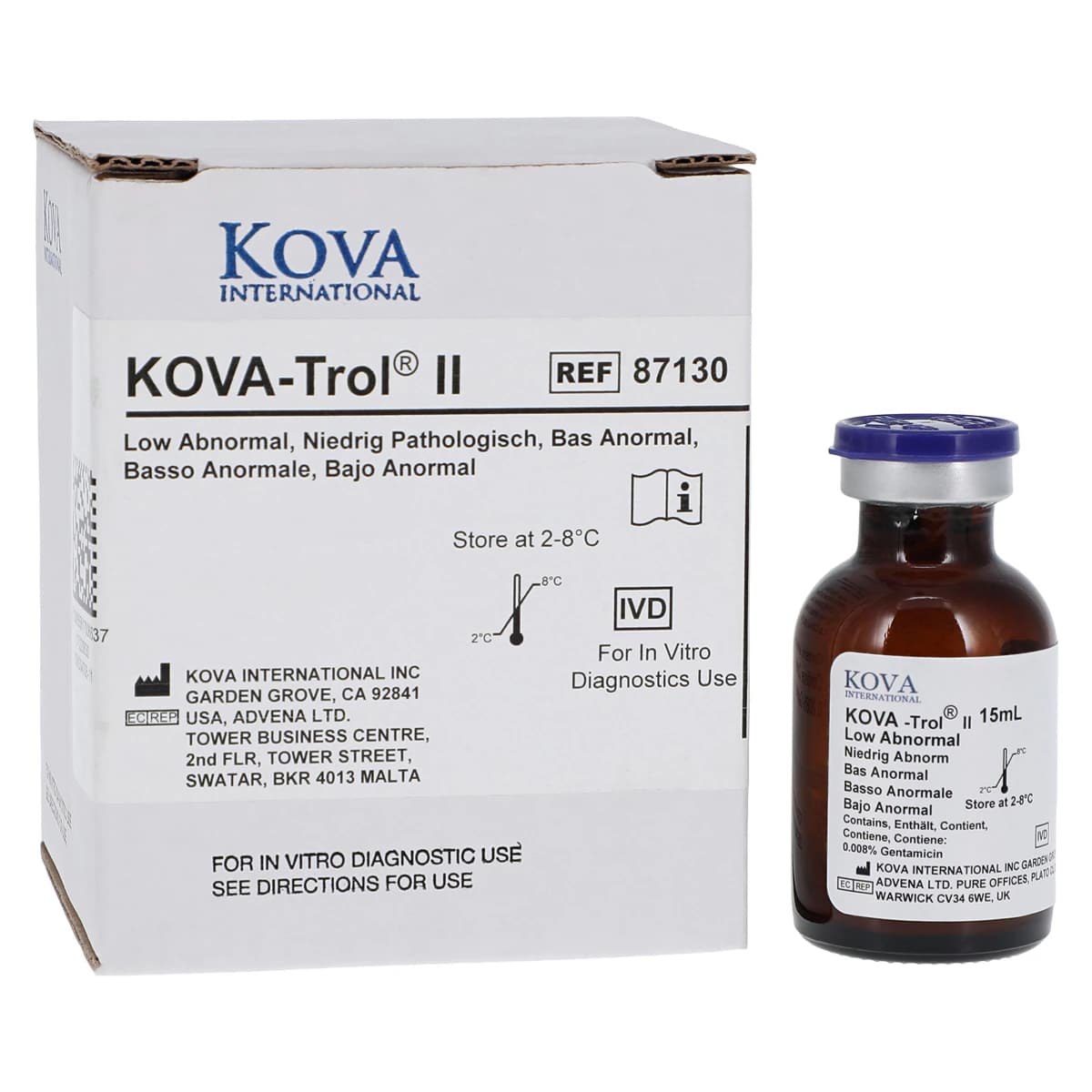 KOVA-Trol II Multi-Analyte Level 2 Low Abnormal Control, 4 x 15 mL, 4/Box - Kovatrol II Low Abnormal - Image 1