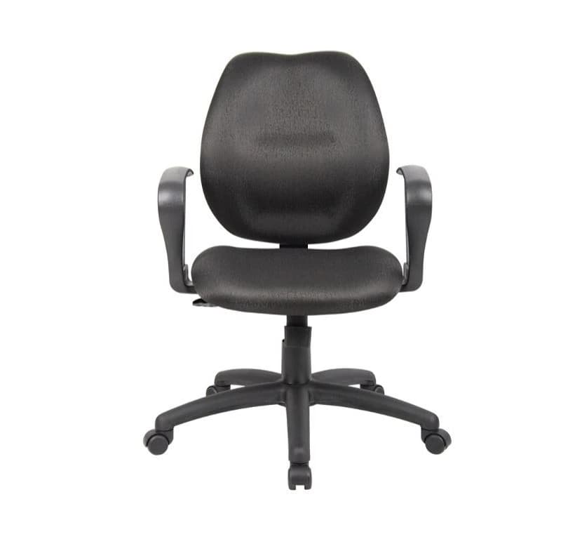 Boss Office Products Contour Back Task Chair with Loop Arms, Black Frame, Black Fabric - Chair Task Contour Back w/Arms - Image 1