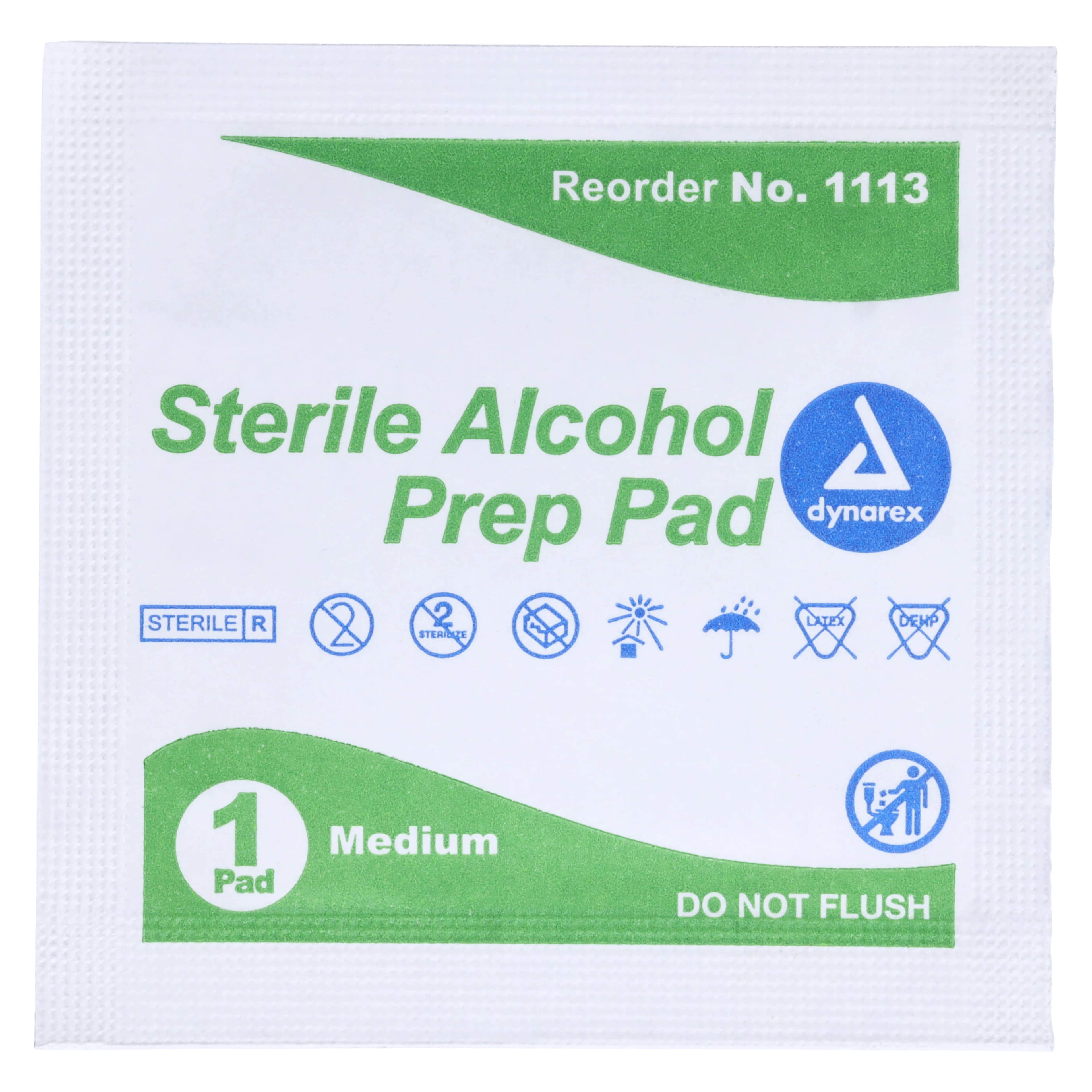 Dynarex Alcohol Prep Pad, 70% Isopropyl Alcohol, Sterile, Medium, 1x1", 200/Bx, #1113 thumbnail 3