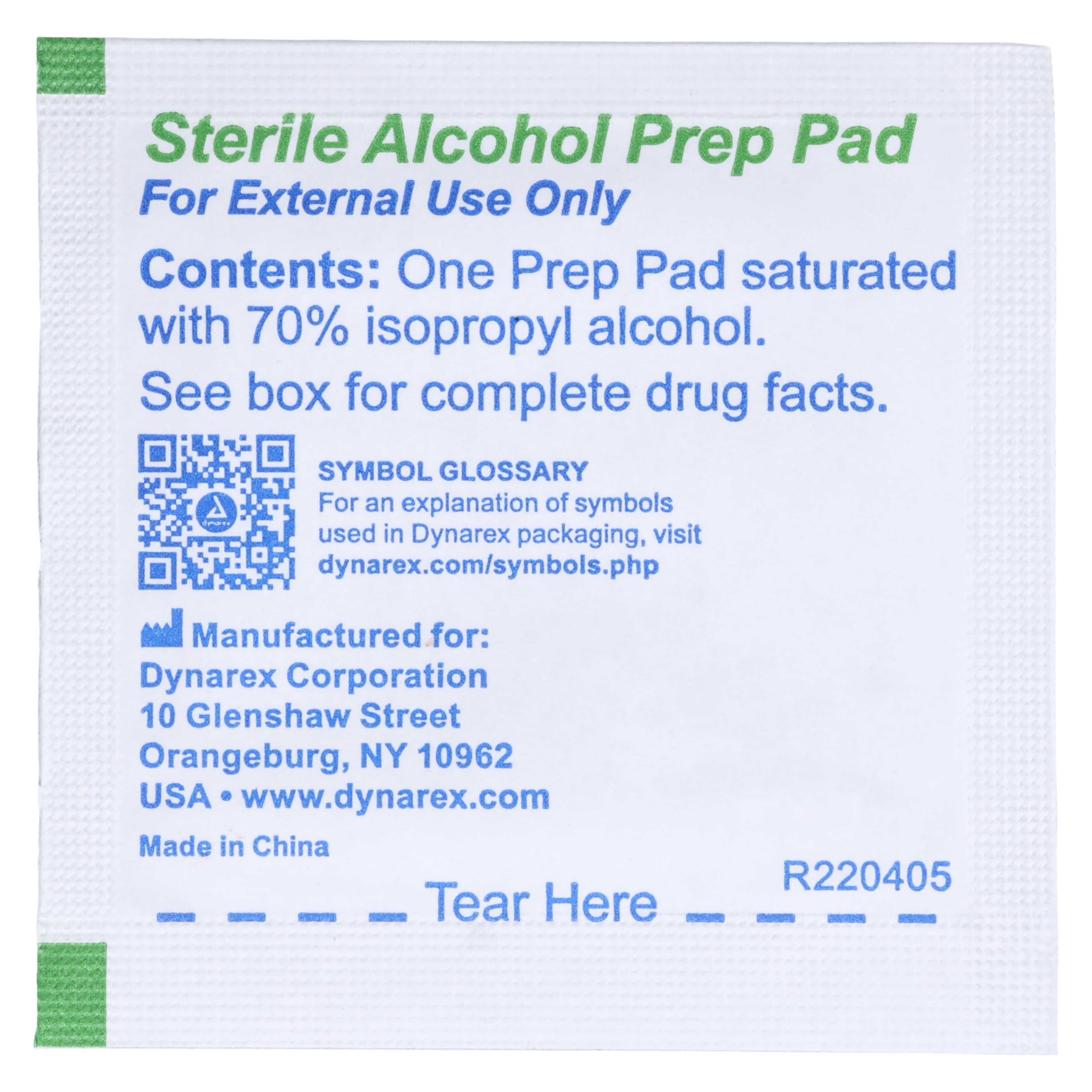 Dynarex Alcohol Prep Pad, 70% Isopropyl Alcohol, Sterile, Medium, 1x1", 200/Bx, #1113 thumbnail 4