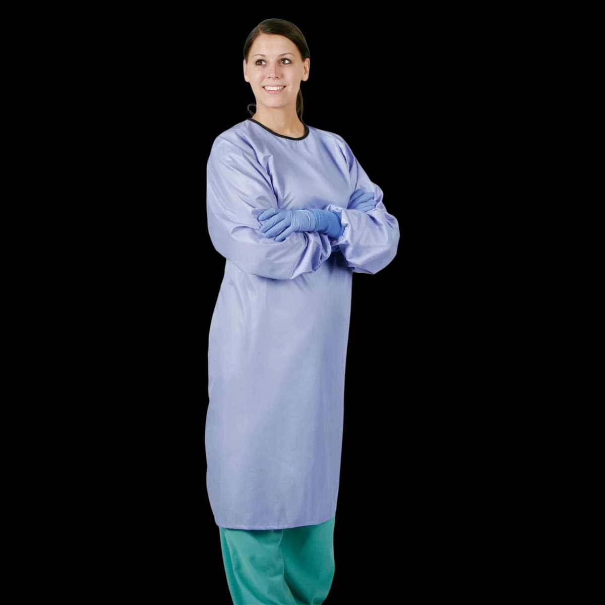Medline Barrier Gown, Backless, Unisex, Adult, Medium, Ceil Blue, Reusable, 99% Polyester/1% Carbon Fiber - Gown Barrior Backless Unisex - Image 1