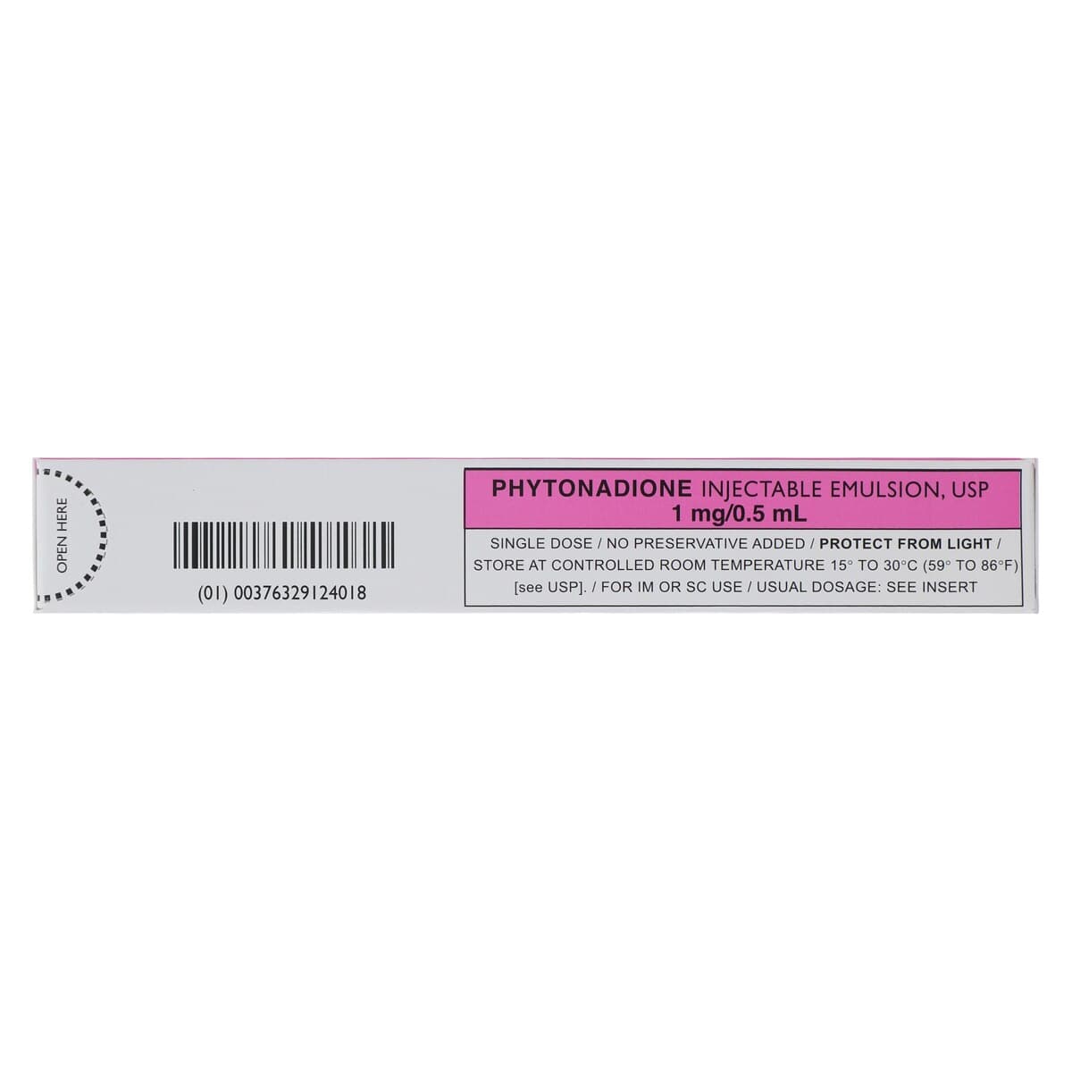 Phytonadione (Vitamin K) Injection 1mg/0.5mL Saf-T-Jet Prefilled Syringe, 27G x 0.5" Needle, 0.5mL, 10/Package thumbnail 2