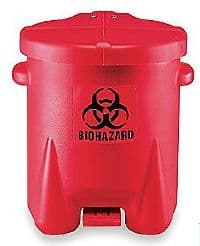 Eagle MHC Biohazard Waste Step-On Container, Red/Black Plastic, 21.8 x 18.7 x 22.4 in, Each - Container Bio Waste Step-On PE - Image 1