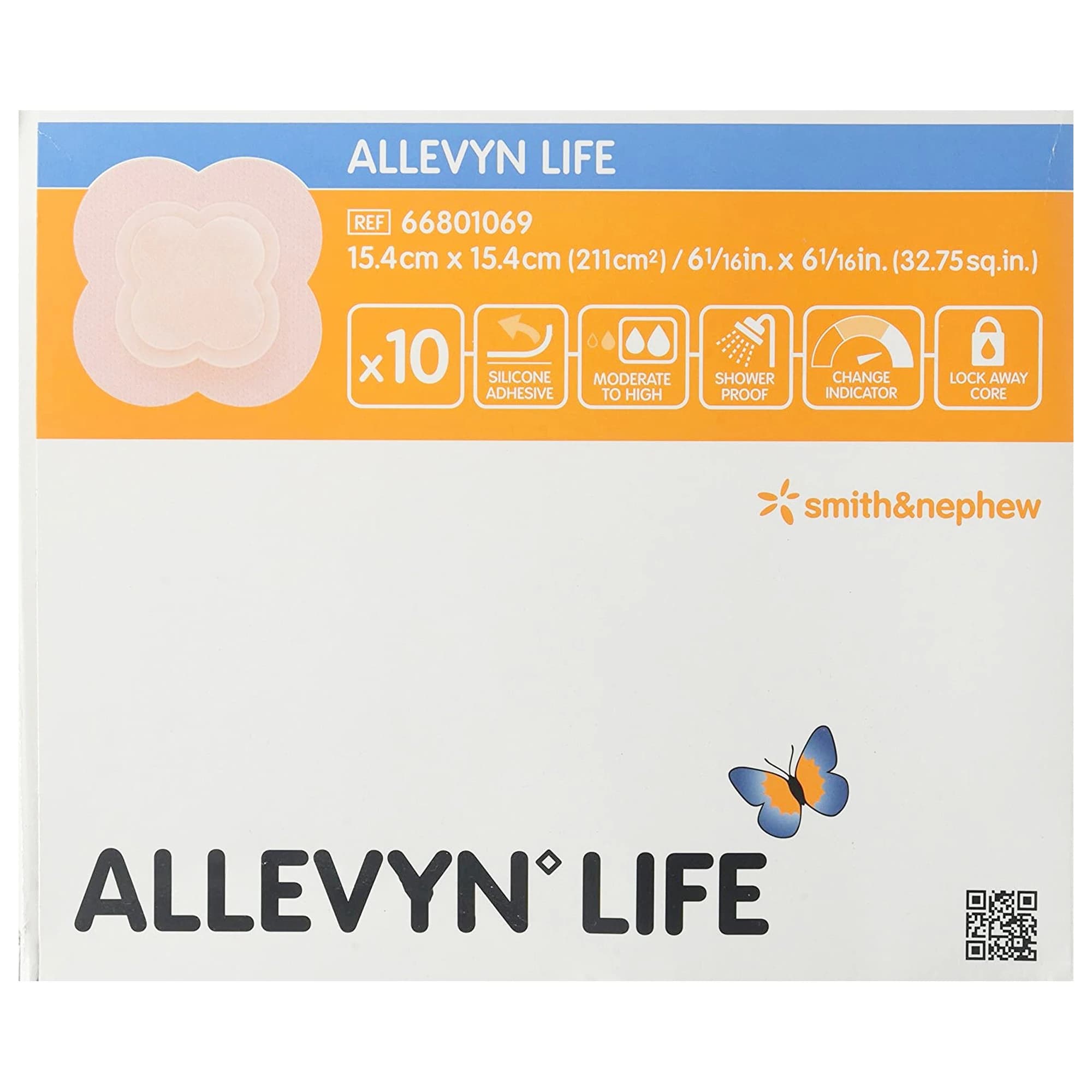 Allevyn Life Silicone Foam Multi-Purpose Dressing, 6-1/16 x 6-1/16", Sterile, Adhesive, Absorbent - Dressing Ellevyn Life Wound - Image 1