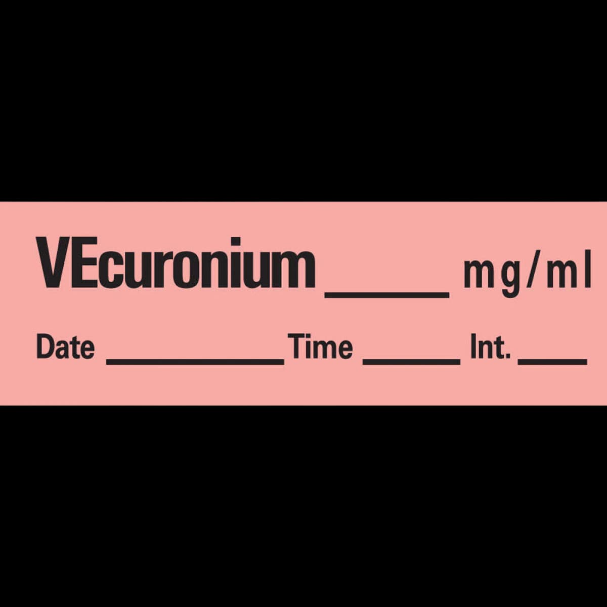Precision Dynamics Anesthesia Tape Label, Vecuronium mg/mL, Fluorescent Red, 1/2" x 500", 1 Roll - Label Vecuronium FL Red - Image 1