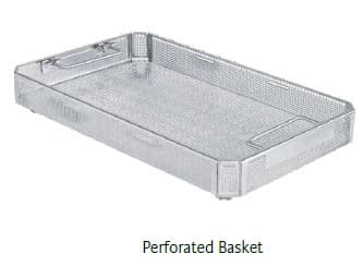 Miltex-Integra Perforated Sterilization Basket with Feet, 3/4 Size, 4" Depth - Basket Perforated w/Feet 4" - Image 1