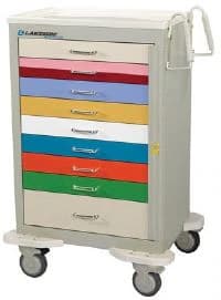 Lakeside Pediatric Aluminum Cart with Single Lock Bar, 9 Drawers - Cart Peds Alum Sgl Lock Bar - Image 1