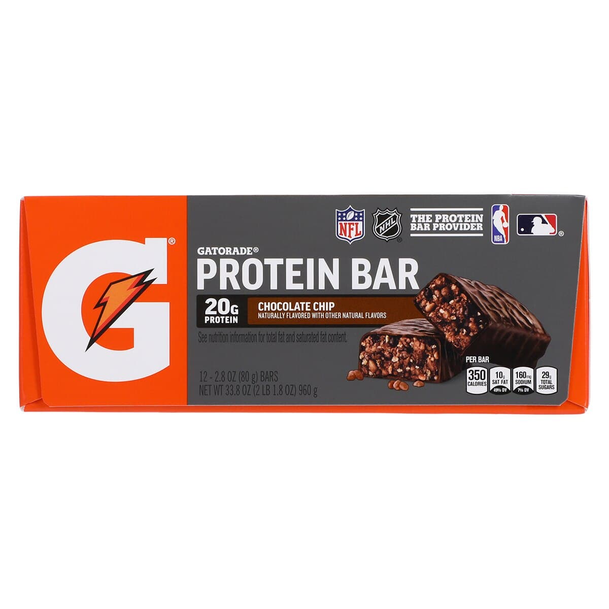 Gatorade Whey Protein Bar, Chocolate Chip, 2.8 oz, 12/Case thumbnail 2