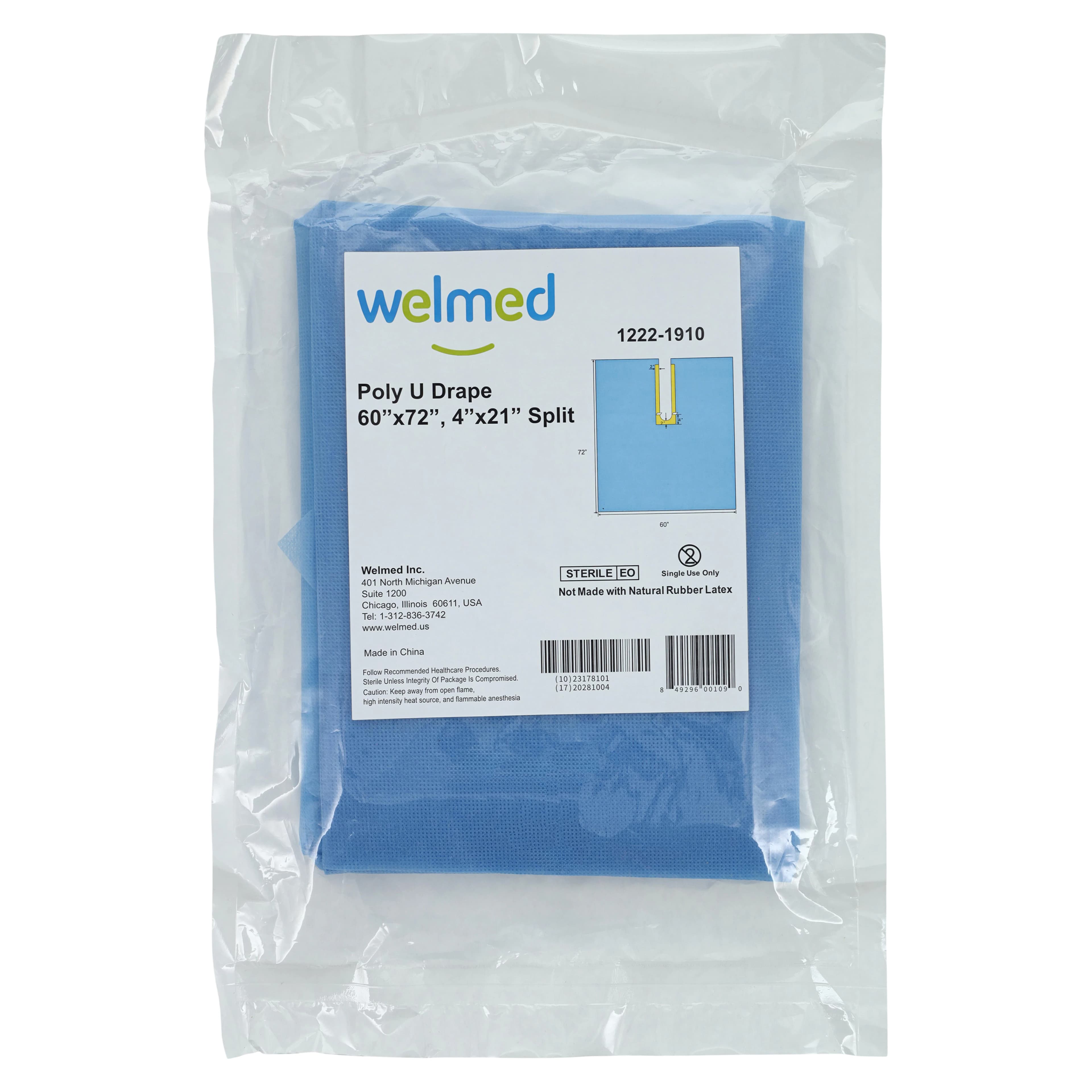 Welmed Poly U Drape, Sterile, Fenestrated, U-Shaped, 60" x 72" - Poly U Drape - Image 1