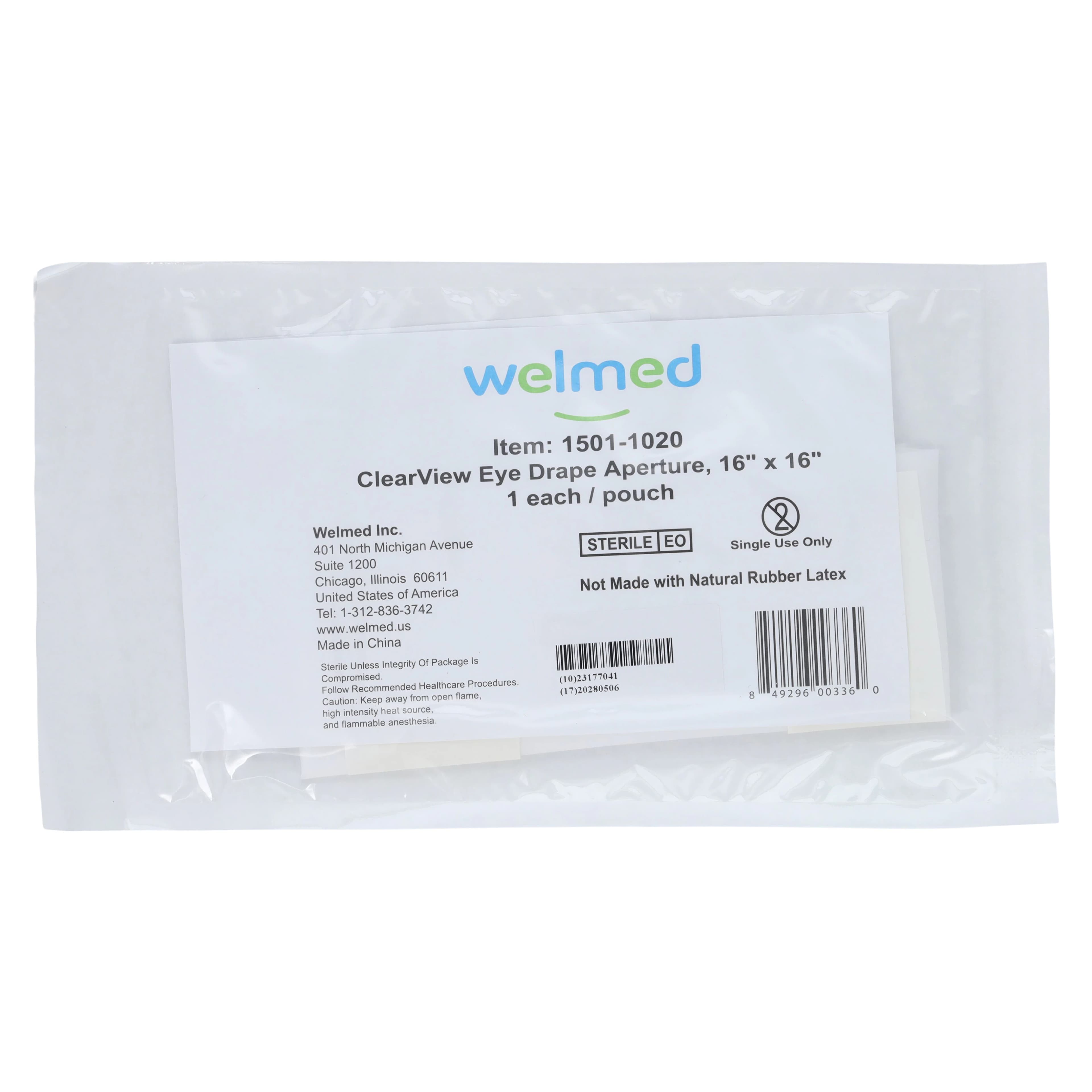 Welmed ClearView Sterile Surgical Drape, Fenestrated, 16x16" (Eye/Aperture) - Drape ClearView Eye/Aperture - Image 1