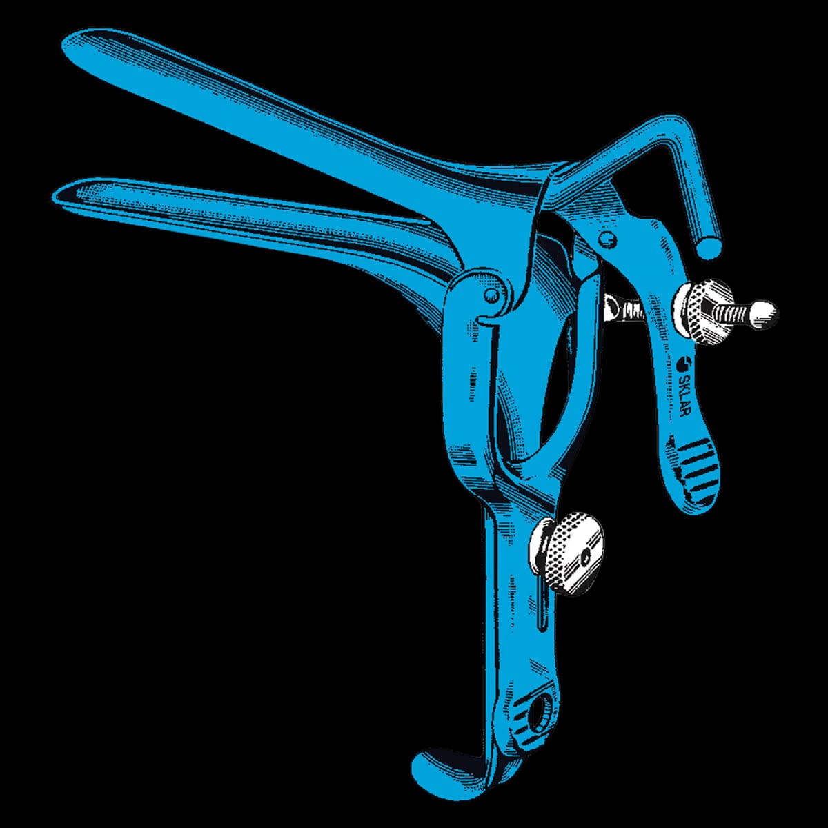 Sklar Instruments Pederson Vaginal Speculum, Stainless Steel, Blue, Small, 3" x 1/2", Each - Speculum Vaginal Peder SS Blue - Image 1