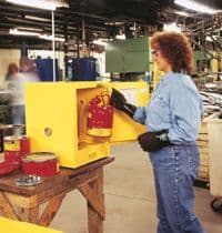 Justrite Safety Cabinet, Countertop, 4 Gallon, Epoxy Coated Steel, Yellow - Cabinet Safety Countertop 4Ga - Image 1