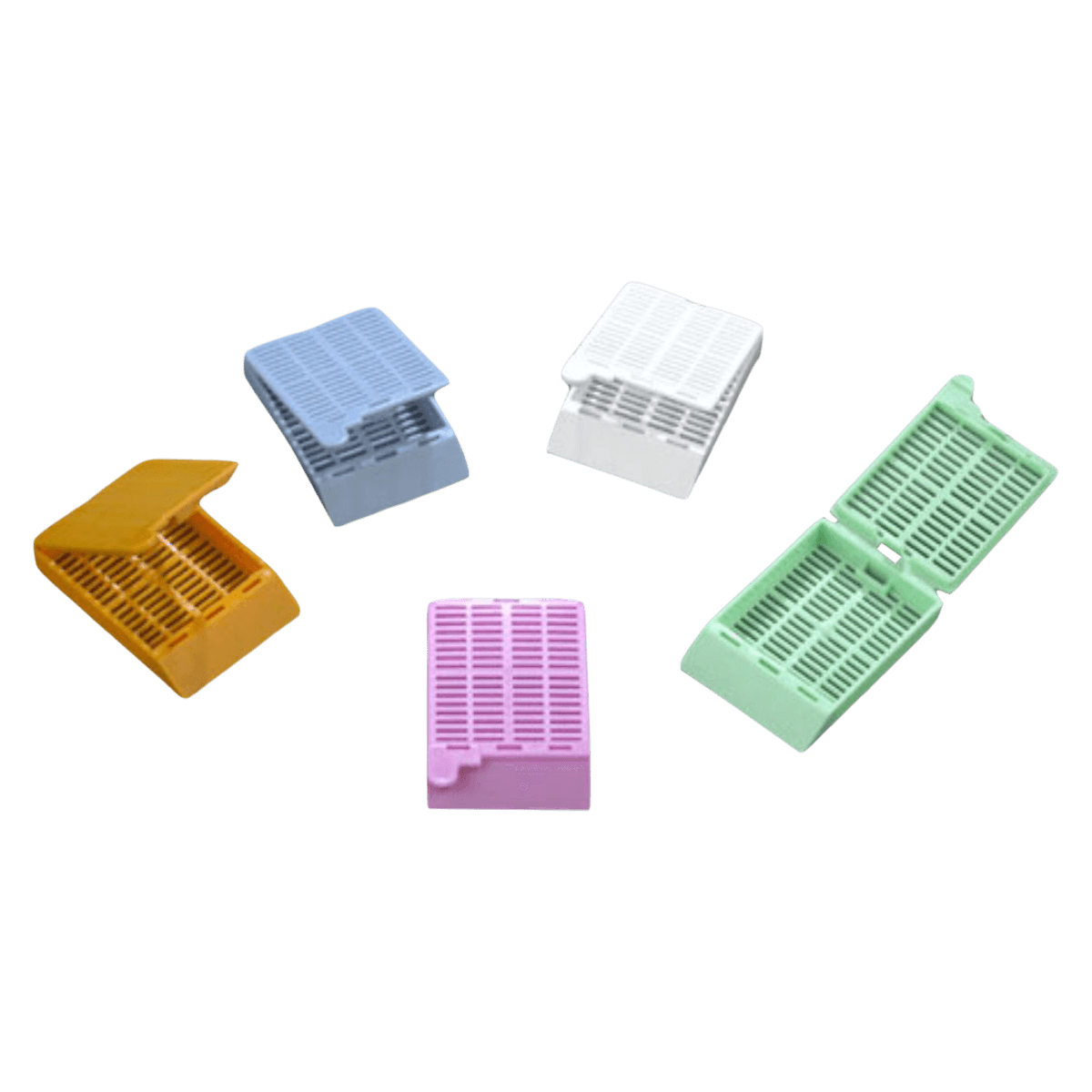 Globe Scientific Tissue Embedding Cassette with Attached Lid, Blue, 35D Writing Area, Dispenser Box, 2x500/Case - Cassette Tiss Embed w/Atch Lid - Image 1