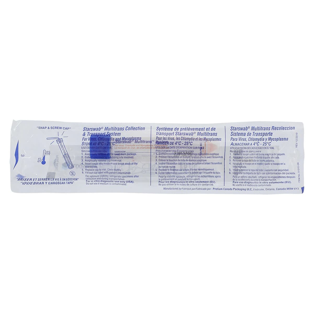 Multitrans Nylon Flocked Nasopharyngeal Swab with 2.7mL Transport Vial, Disposable, 100/Case thumbnail 2