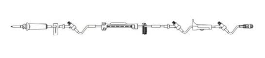 B. Braun Caresite IV Extension Set, 15 Drops/mL, 123" with Spin-Lock Connector, Universal Spike, Slide/Roller Clamp, Check Valve, 3 Caresite LAD Valves, Sterile, Clear, 24/Case - IV Extension Set 15Drop/mL - Image 1