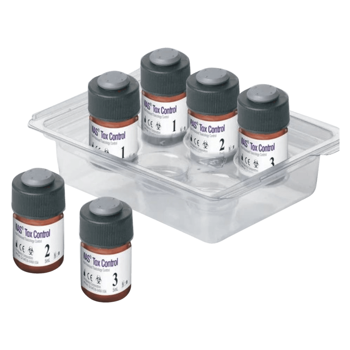 MAS Serum Toxicology 3 Level Control Set, 6x5mL Multi-Pack for BioLis 24i, 6/Pk - MAS TOX Control - Image 1