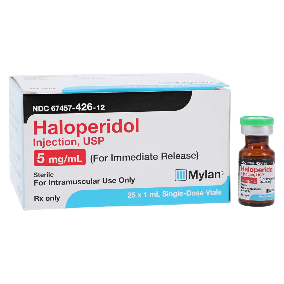Haloperidol Lactate Injection, 5 mg/mL, 1 mL Single-Dose Vial, 25/Package, Mylan thumbnail 2