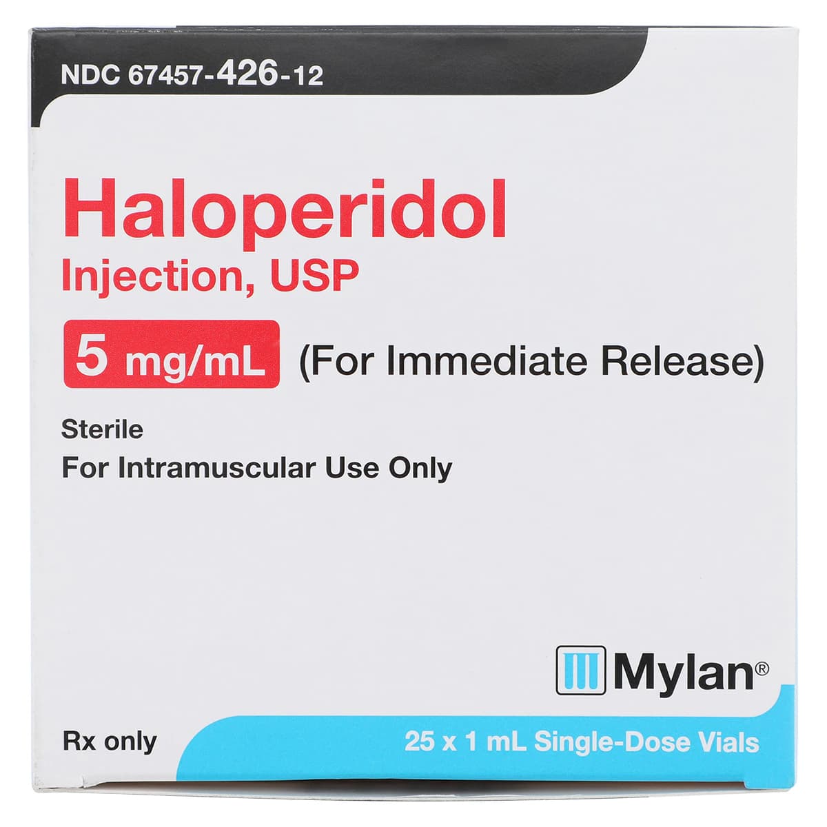 Haloperidol Lactate Injection, 5 mg/mL, 1 mL Single-Dose Vial, 25/Package, Mylan thumbnail 6