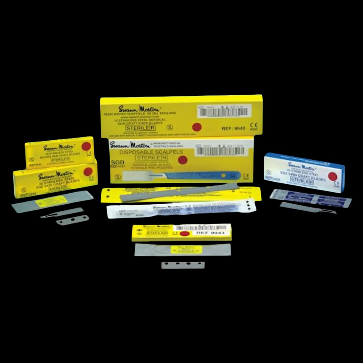 Swann Morton Skin Graft Blades, Double-Edged, Sterile, Stainless Steel, 20/Box - Swann Morton Skin Graft Blades - Image 1