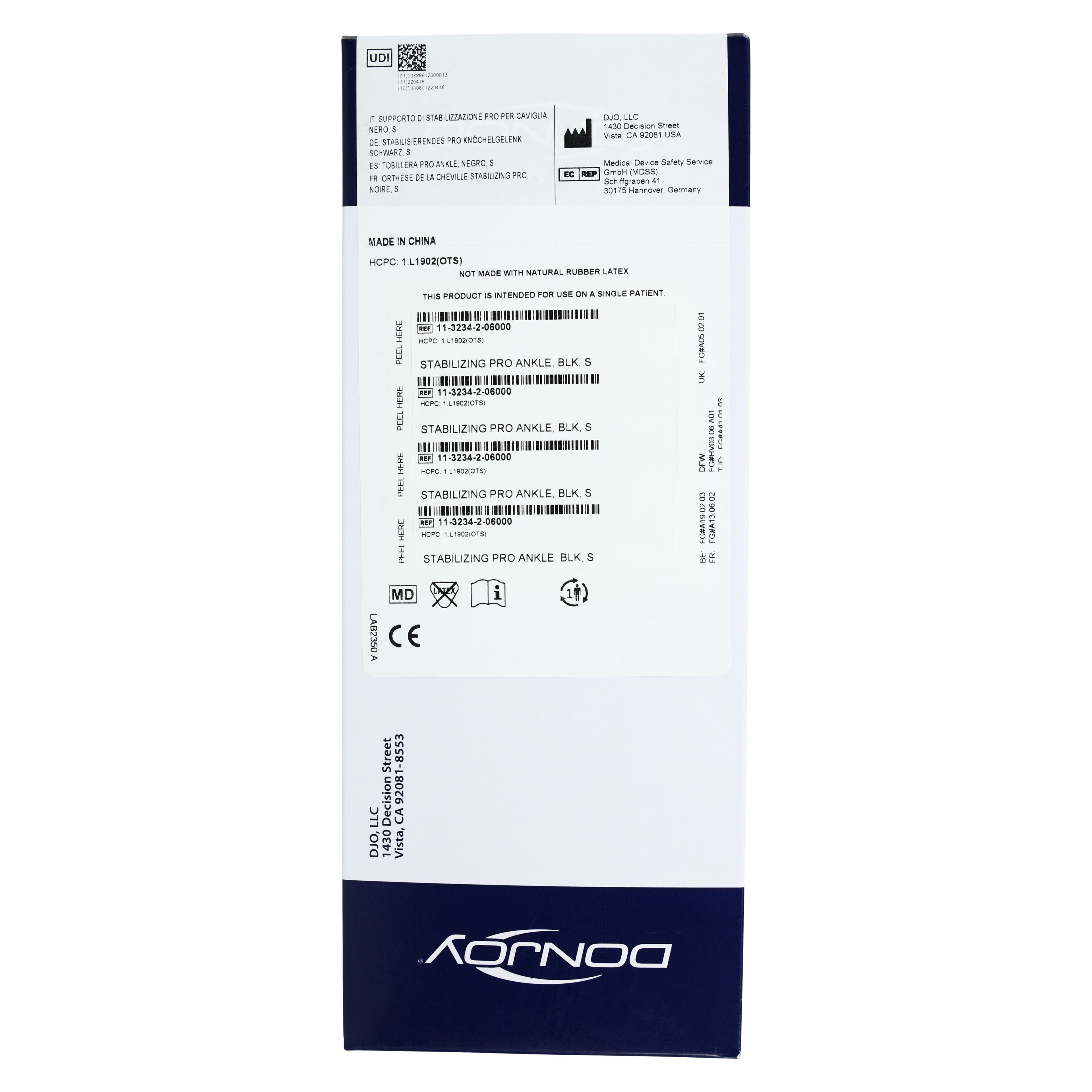 DJO Pro Ankle Stabilizing Brace, 800D Ballistic Nylon, Size Small (11-12"), Black thumbnail 8