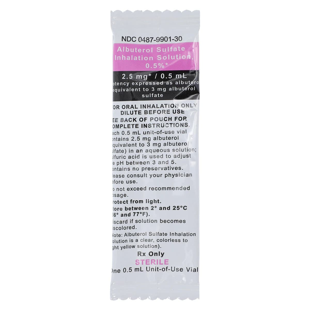 Albuterol Sulfate Inhalation Solution 0.5% Vial, 0.5mL, 30/Package thumbnail 3