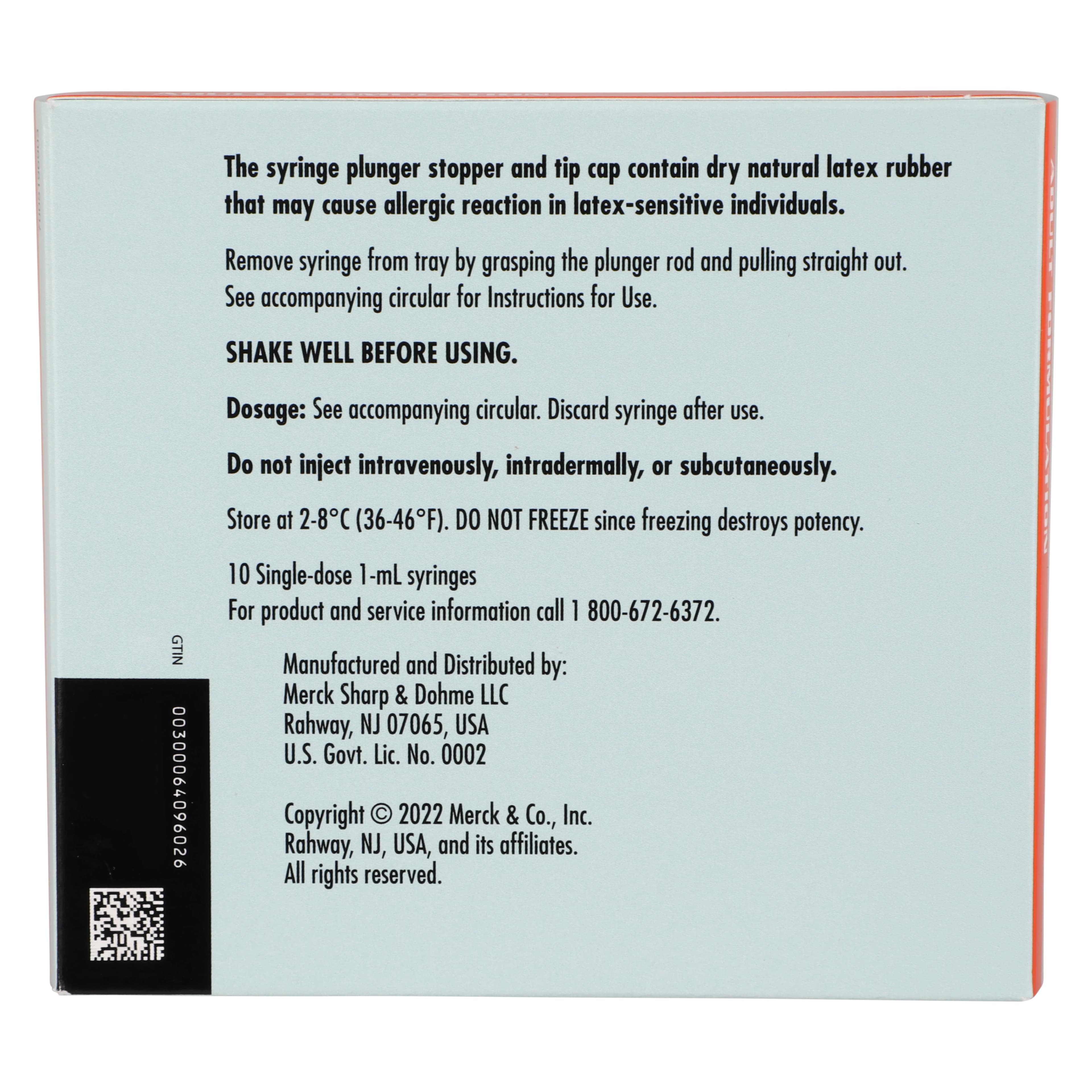 Vaqta Hepatitis A Adult Injectable, 50U, PFS, 1mL, 10/Package thumbnail 4