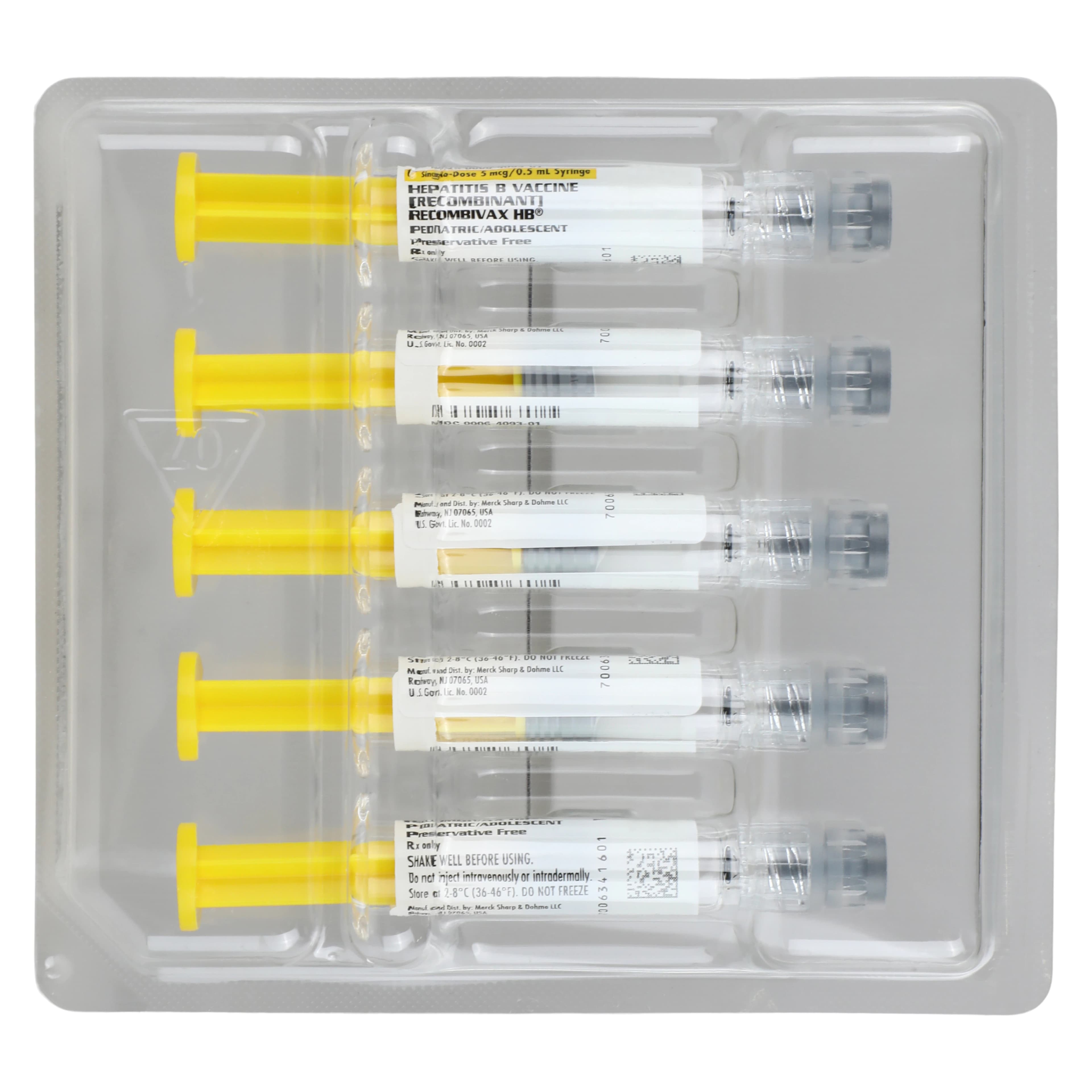 Recombivax-HB Hepatitis B Vaccine (Recombinant), Pediatric, 0.5 mL Single-Dose Prefilled Syringe, 10/Package thumbnail 3