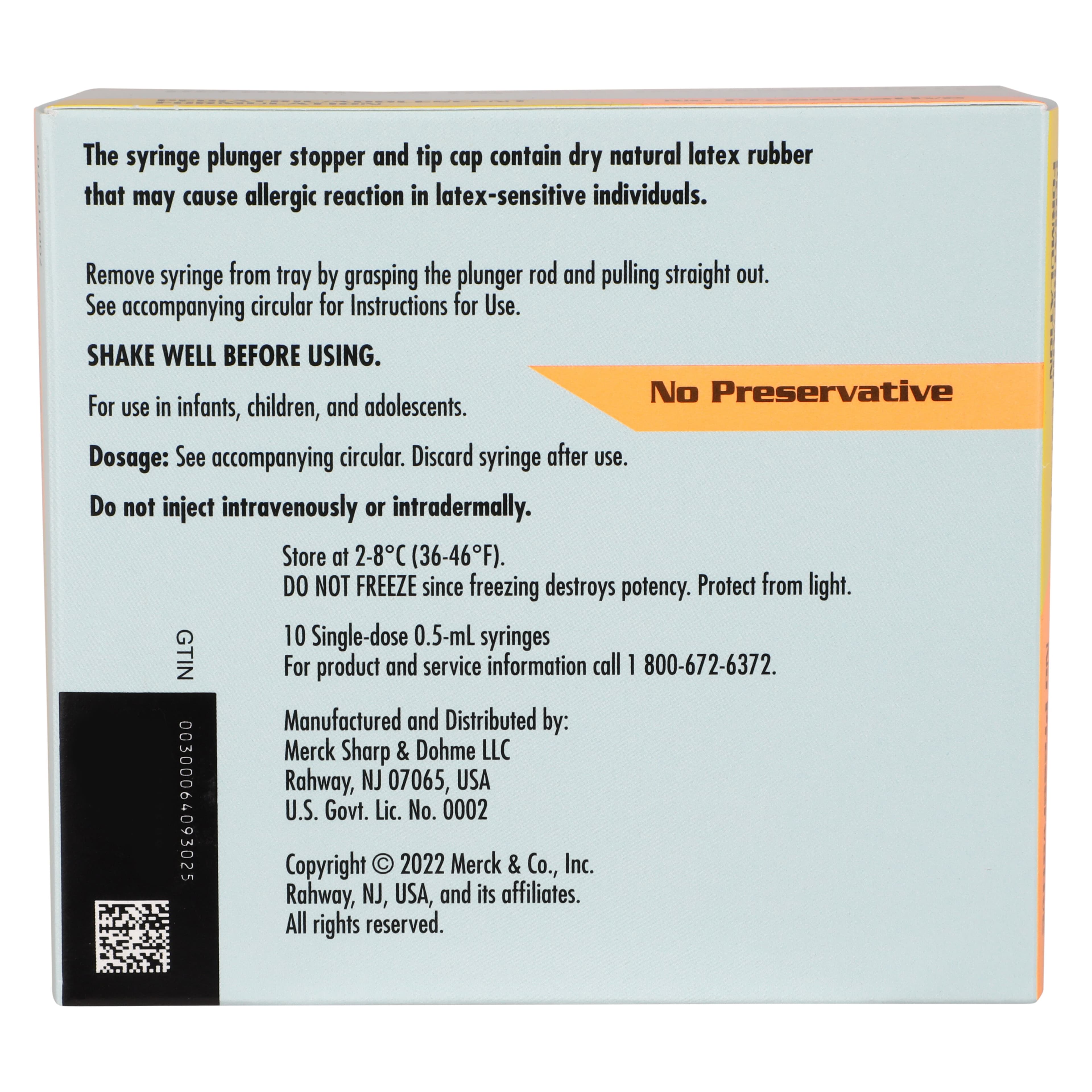 Recombivax-HB Hepatitis B Vaccine (Recombinant), Pediatric, 0.5 mL Single-Dose Prefilled Syringe, 10/Package thumbnail 4