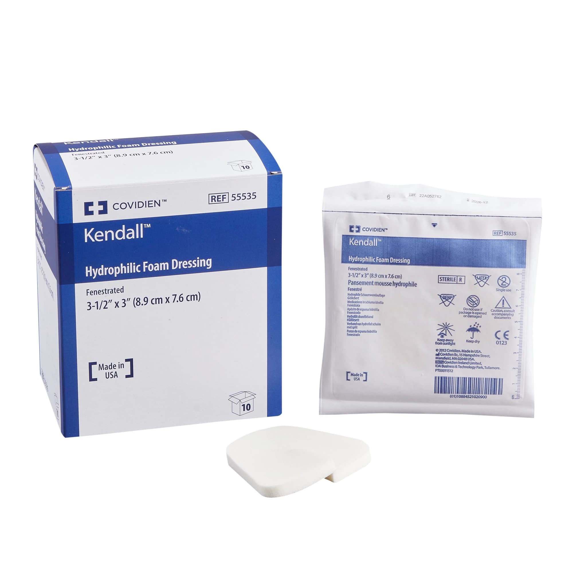 Kendall Foam Hydrophilic Dressing, 3-1/2" x 3", Absorbent - Kendall Dressing Foam - Image 1