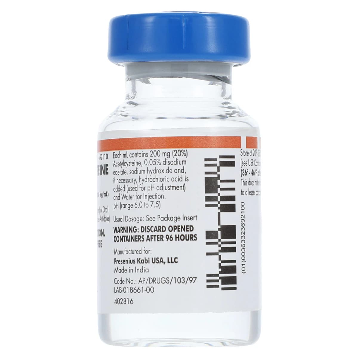 Acetylcysteine Inhalation Solution 20%, 10 mL Vial, 3/Package (Fresenius Kabi) thumbnail 4