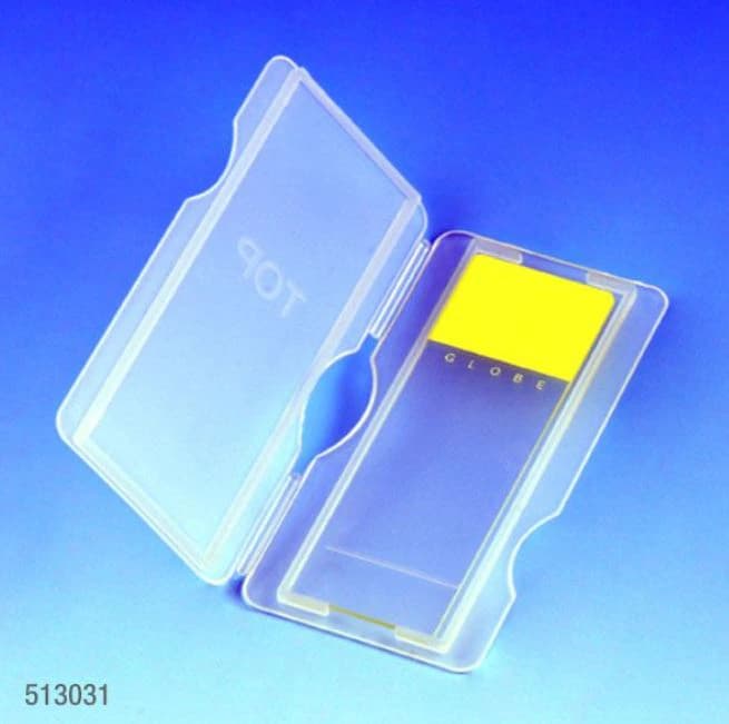 Globe Scientific Microscope Slide Mailer, Polypropylene, 1 Position, Snap Lid, Natural, 10x100/Case - Mailer Slide Snap Lid PP 1-PL - Image 1