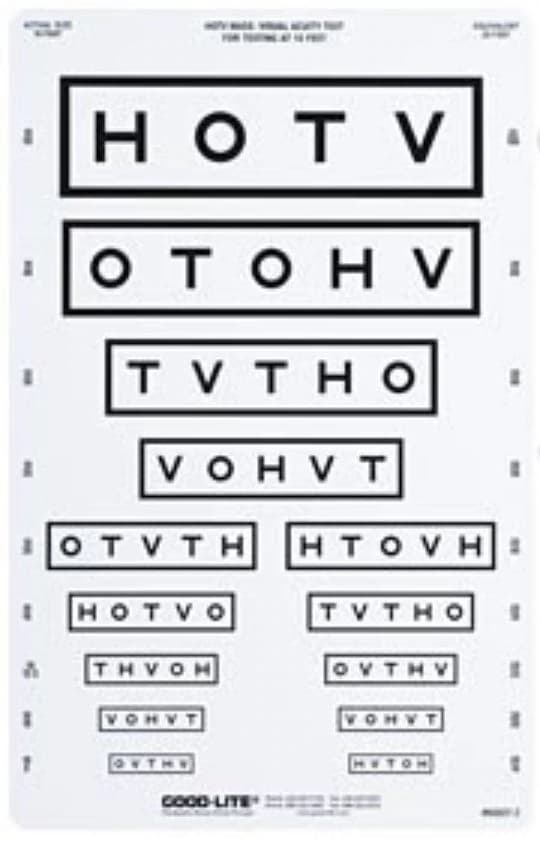 Good-Lite MassTest Distance Chart HOTV - Chart Distance HOTV - Image 1