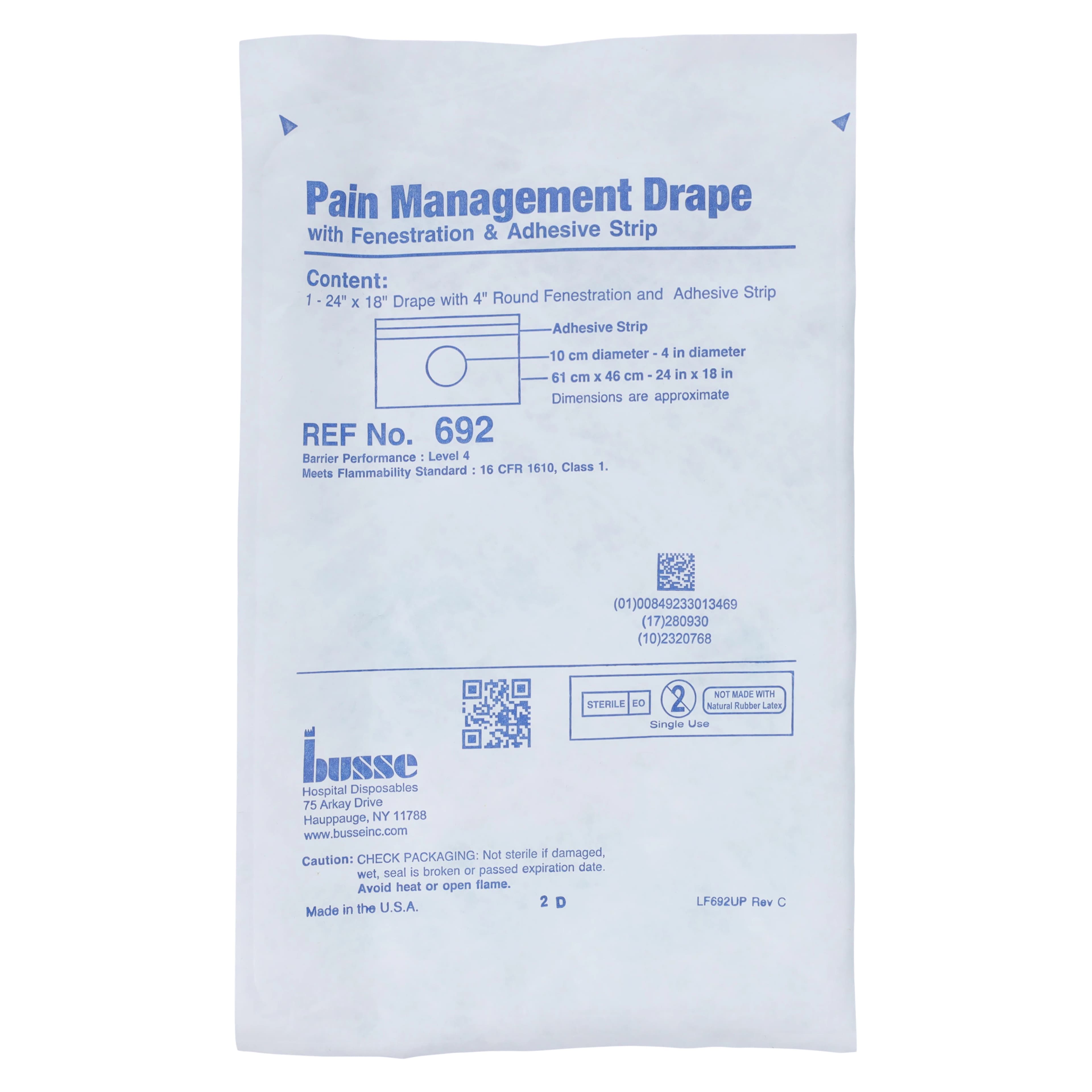 Busse Hospital Disposable Sterile Fenestrated Poly Drape, 18x24", 4" Fenestration, Blue - Drape Fenestrated Poly ST Blue - Image 1