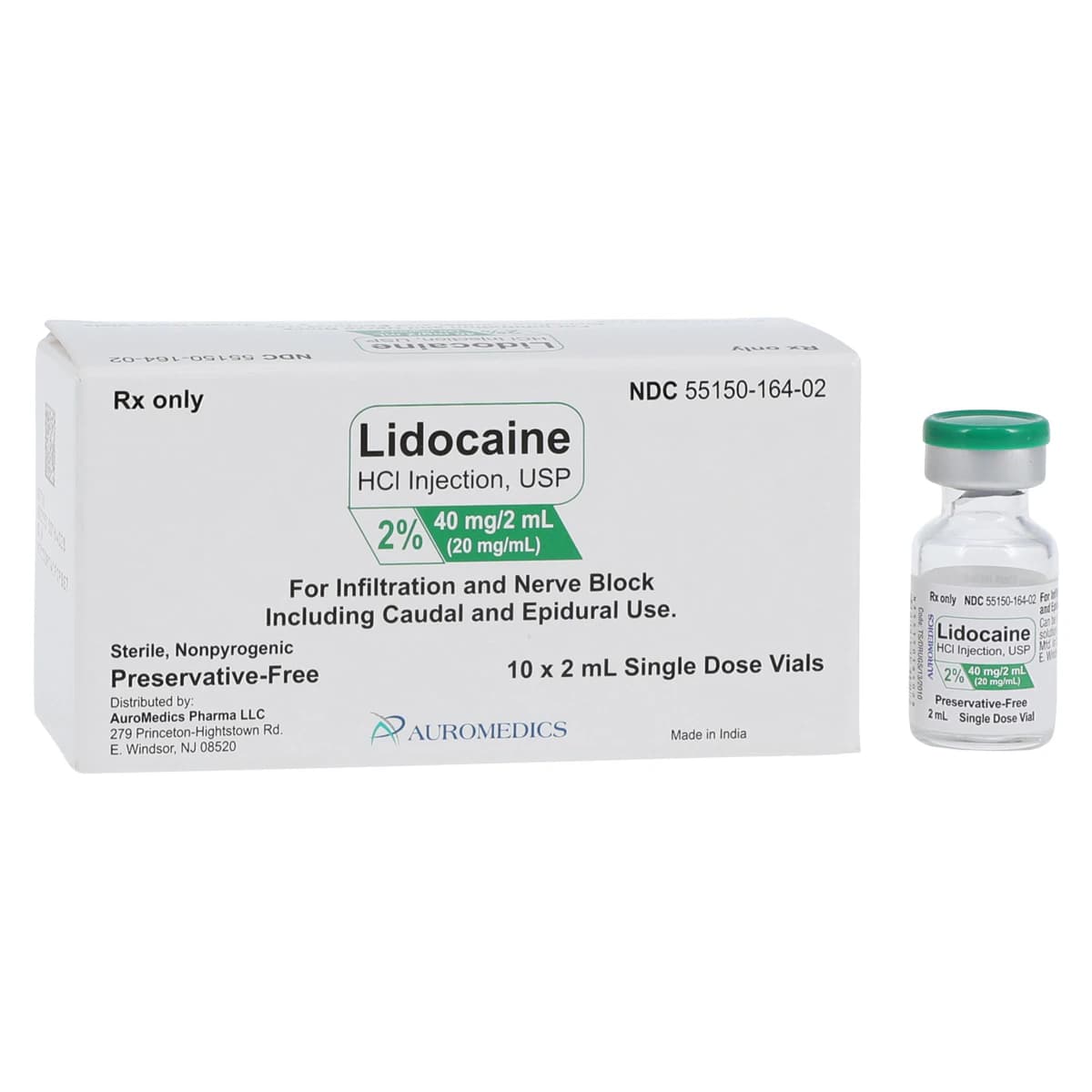 Lidocaine HCl Injection 2%, Preservative Free, Single Dose Vial (SDV), 2mL, 10/Package - Lidocaine HCl Inj SDV PF 2mL - Image 1