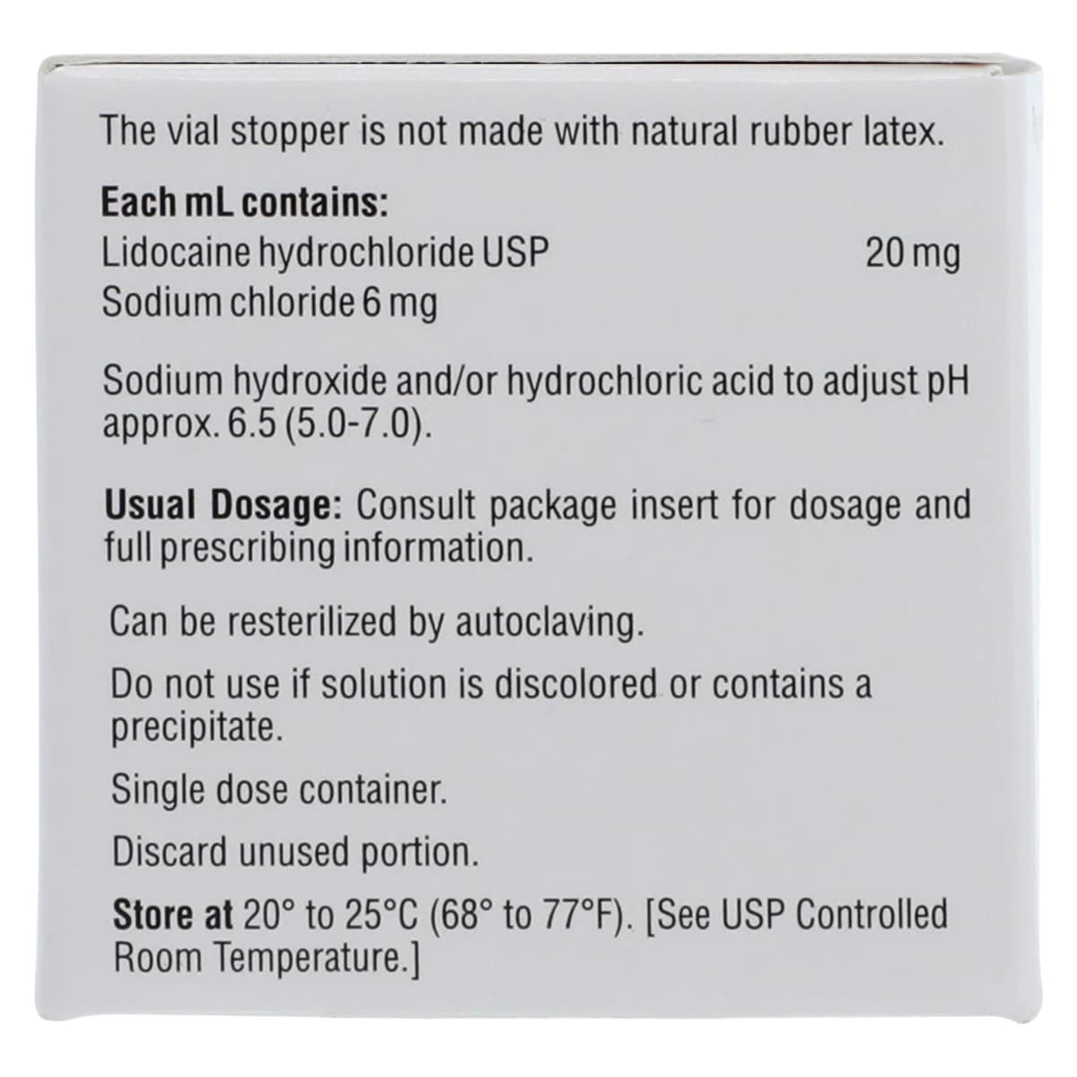 Lidocaine HCl Injection 2% Preservative-Free SDV 5mL, 10/Package thumbnail 6