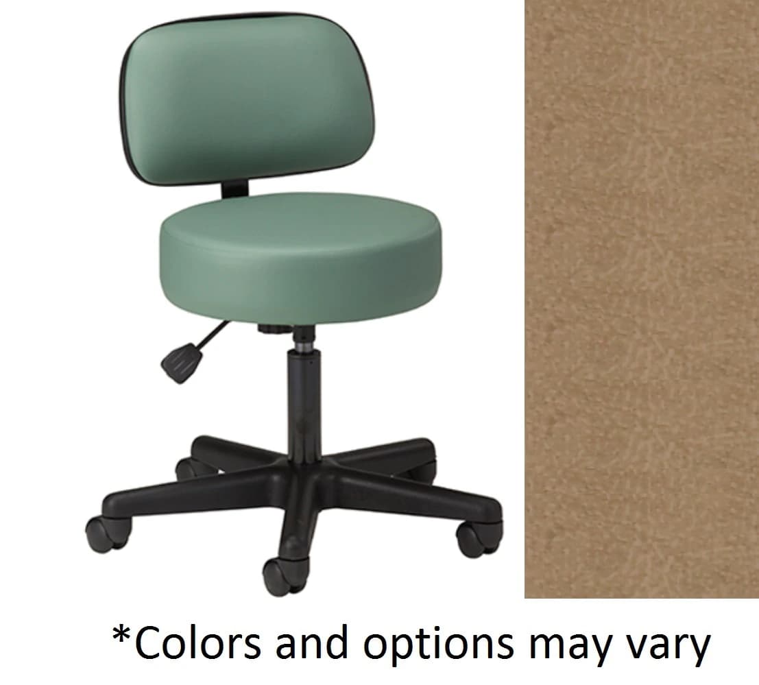Clinton Industries Standard Series Pneumatic Exam Stool with Back, Desert Tan, 250 lb Capacity - Stool Pneumatic w/Back - Image 1