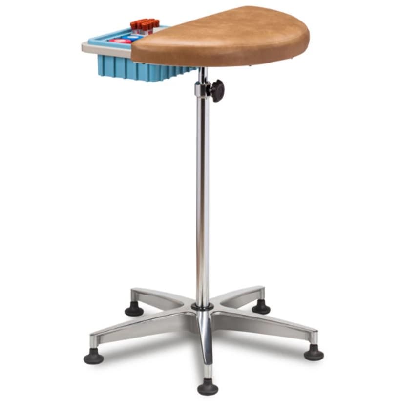 Clinton Industries Phlebotomy Stand, Half Round Padded, 22" x 30-38" with Glides - Stand Phleb Half Round Padded - Image 1